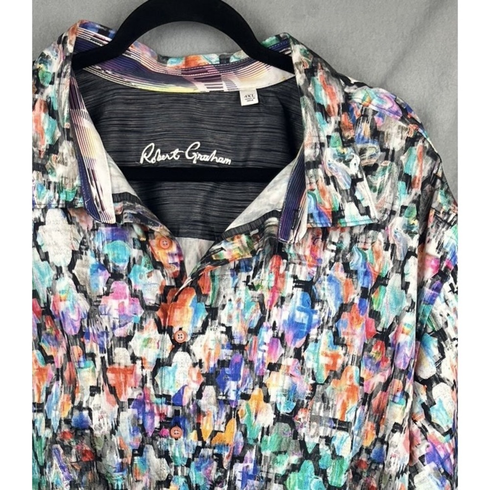 Robert Graham Men's 4XL Short Sleeve Button‎ Up Geometric Multicolor